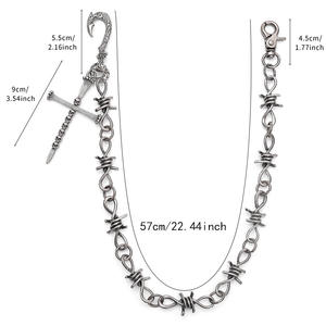 Atacado Novo Design Hip Hop Homens Thorn Cintura Cadeia Moda Rock Jóias Calças Cadeia Gothic Cross Crânio Calças Cadeia (TC216) - Product Image 2