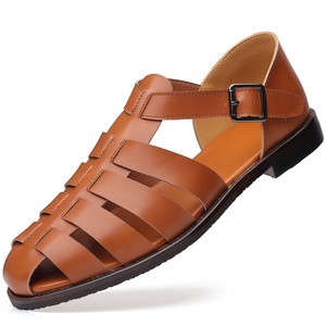 Sandales romaines décontractées de luxe pour hommes grandes tailles, respirantes, été 2025, tige en PU, semelle extérieure en caoutchouc, fermeture à boucle - Product Image 1