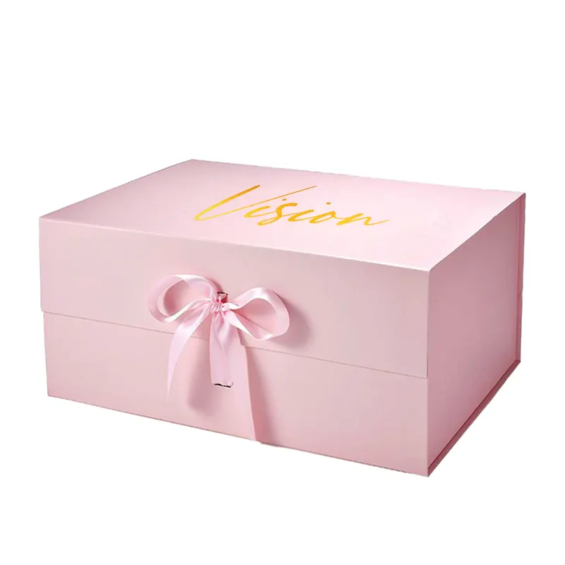 Luxury Customization Square Light Blue Pink Magnetic Lid Bridesmaid Wedding Gift Box Packing Boxes with Ribbon