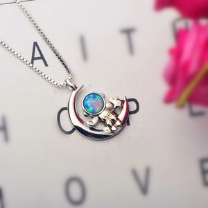 สร้อยคอโอปอลนักบินอวกาศสีฟ้าสไตล์อิน-เครื่องประดับไนติงเกลอินเทรนด์จำนวนมาก - Product Image 5