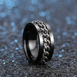 DJ070 Bagues en acier inoxydable pour homme, plaquées or 18 carats, bijoux tendance, cadeau pour lui - Product Image 3