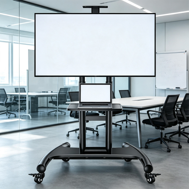 Corner Mobile Tv Trolley Stand Motorized Monitor Mount Bracket Tripod Lcd Led Audio Floor Swivel Pillar TV Cart