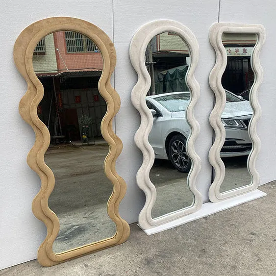 Decorative Large Wavy Shape Irregular Big Standing Mirror Wall Full Body Floor Mirror