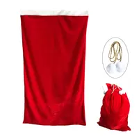 Pafu กระเป๋าหูรูดสีแดง & ขาว41 ",กระเป๋าซานตาคลอสสักษ์คริสต์มาสสำหรับเป็นของขวัญ