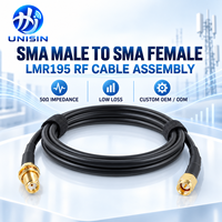 Câble coaxial RF personnalisé UNISIN LMR195 SMA Mâle vers SMA Femelle 50 Ohms à faible perte, câble de raccordement d'antenne Pigtail noir 0-3GHz, OEM d'usine
