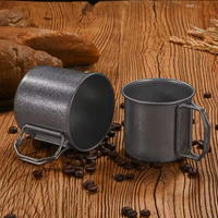 Tasse à café portable vintage en acier inoxydable de 500 ml, tasse de camping pliable pour l'extérieur, tasse à café portable épaisse pour le camping