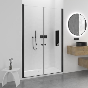 Marco de aluminio para baño, puerta de pivote oscilante doble, cuarto de <span class=keywords><strong>ducha</strong></span>, puerta de vidrio grueso de 8mm - Product Image 1