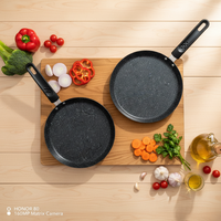 Plaque de cuisson à pizza antiadhésive en acier au carbone de 1,0 mm, 28 cm, avec poignée en bakélite, compatible four et gaz, prix usine le plus bas, en stock