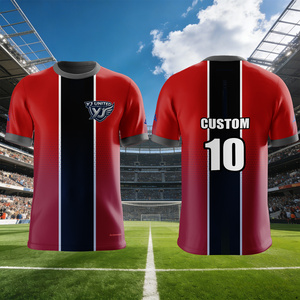 Service de dropshipping, maillot de football rouge et noir, séchage rapide, respirant, doux pour la peau, fabricant de maillots de football, vêtements d'entraînement, col rond - Product Image 2