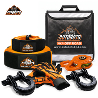 Kit de récupération tout-terrain direct usine : Sangle de récupération, sangle de remorquage, extension de treuil, sangle de protection d'arbre, manilles à D pour Jeep et SUV