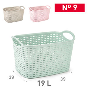 Cesto in Rattan N. 9, 19 L, 39 x 29 cm, per Organizzazione Domestica, in Plastica, Colori Assortiti, Durevole e Riutilizzabile - Product Image 1