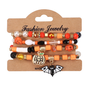 Halloween multicouche chauve-souris citrouille araignée Bracelet suspendu cristal artificiel <span class=keywords><strong>perle</strong></span> en céramique douce pour la vente en gros N240961 - Product Image 2