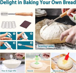 Các mô hình mới nhất sourdough Starter Kit sourdough giỏ với bánh mì Lame 9 "vòng và 10" hình bầu dục Banneton bánh mì nướng Nguồn cung cấp - Product Image 3