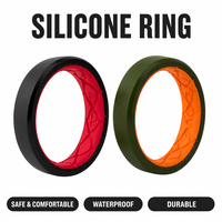 Bague en silicone HM-48 à bord ciselé OEM ODM pour hommes et femmes, alliance souple et respirante en caoutchouc pour la gym, l'entraînement et le quotidien