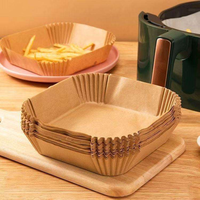 Papiers de cuisson pour friteuse à air chaud, résistants à la graisse et à l'eau, compatibles four, écologiques, jetables, marron, pour gâteaux et pizzas