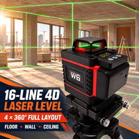 Niveau laser professionnel à faisceau vert rotatif 4D à 3 lignes de haute précision, alimenté par batterie