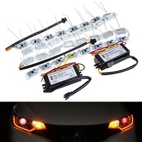 Bande lumineuse LED flexible dynamique 50 cm 16 SMD, effet larmes d'ange, clignotant jaune, DRL blanc fluide, feux de jour