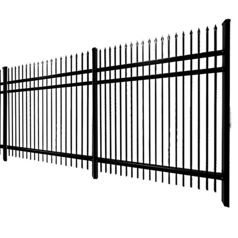 Factory supply custom outdoor peak metal fence black powder coated steel aluminum fence Steel Guardrail Fence