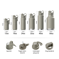 Bouteille d'Eau à Boire Directement Écologique, Thermos à Double Paroi en Acier Inoxydable Isolée sous Vide pour le Sport