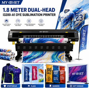 Imprimante automatique MYJET 1,8 m double tête pour I3200 A1, machine d'impression numérique textile à transfert thermique haute vitesse, Ethernet, Shanghai, Chine - Product Image 1