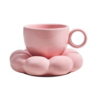 Ensemble de tasses à café en céramique de couleur unie rose, design rétro luxueux, pour la maison et le bureau, pour le thé de l'après-midi et le petit-déjeuner