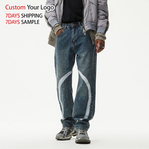 Jean en denim large coupe droite décontracté pour homme, style streetwear vintage, qualité supérieure, effet délavé, vente en gros - Product Image 4