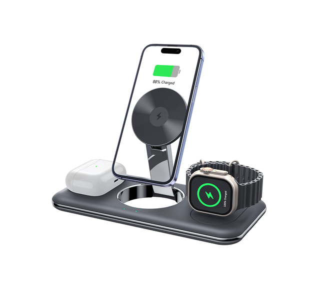 Hot Selling 15W Magnetic 3 in 1 Wireless Charger for Phone Watch Earphone Wireless Charging