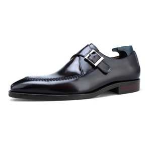 ALF8-KB10 Zapatos Formales de Cuero Genuino con Acabado Patinado de Alta Gama, Zapatos de Vestir Monk para Hombre, Estilo <span class=keywords><strong>Italiano</strong></span> - Product Image 1