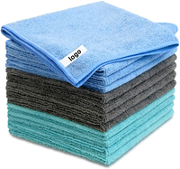 Serviette de Nettoyage en Microfibre Très Demandée, Tissée Chaîne, Grise 40*40cm 300g/m² pour Voiture et Cuisine