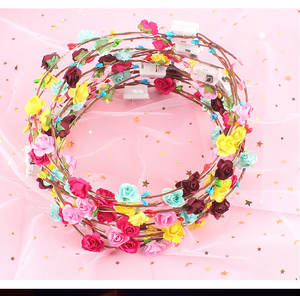 Corona di Fiori <span class=keywords><strong>LED</strong></span> Regolabile, Ghirlanda Luminosa Multicolore, Accessorio per Capelli in Poliestere, Stile Romantico per Matrimoni - Product Image 5