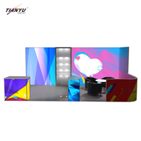 Comptoir d'activation de marque portable avec affichage en tissu tendu rétroéclairé par LED, table d'enregistrement pliable en aluminium pour événements