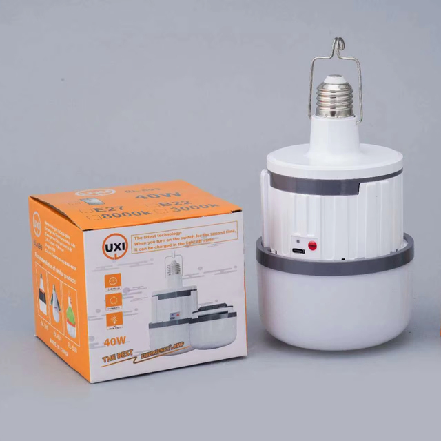 Good Quality E27 5V Type-C Portable Rechargeable 40W Dimmable Flash LED Emergency Light for Camping & Home Use