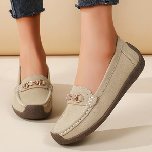 <span class=keywords><strong>Ballerine</strong></span> da Donna ODM in 3 Colori (Beige/Nero/Marrone), Scarpe Slip-on <span class=keywords><strong>con</strong></span> <span class=keywords><strong>Fibbia</strong></span> Metallica, Traspiranti, Doppia Cinturino, Primavera Estate Autunno - Product Image 3