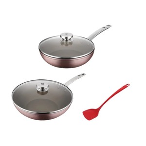 Ensemble de poêles Zwilling 3 pièces antiadhésives roses avec couvercle et spatule, prêt à offrir - Product Image 5