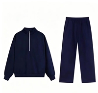 Ensemble de survêtement décontracté pour homme avec col montant et demi-zip, sweat-shirt ample et pantalon de jogging, tenue deux pièces automne-printemps