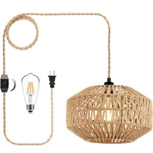 Lámpara Colgante <span class=keywords><strong>de</strong></span> <span class=keywords><strong>Playa</strong></span> Costera <span class=keywords><strong>de</strong></span> Altura Ajustable con Cuerda <span class=keywords><strong>de</strong></span> Hierro Tejida a Mano, Estilo Moderno Vintage para Hogar o Bar - Product Image 4