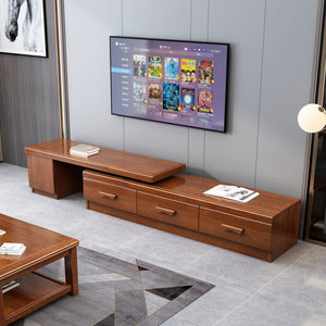 Dazhang Jiaju <b>Walnut</b> Wood Modern Chinese Style Solid Wood Tv Cabinet With Extendable Design For Small Apartment Living Room - Product Image 3
