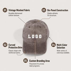 Custom Logo Vintage Washed Cotton Baseball Cap - 6 Panel Adjustable Unstructured <b>Dad</b> <b>Hat</b> for Brands and Wholesale Collections - Product Image 3