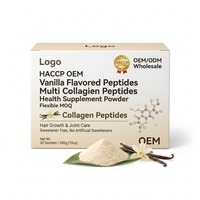Complément alimentaire HACCP OEM multi-collagène aromatisé à la vanille pour la croissance des cheveux et le soin des articulations, sans édulcorant, MOQ flexible