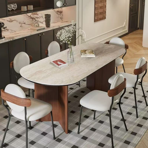 <span class=keywords><strong>Table</strong></span> à manger moderne <span class=keywords><strong>de</strong></span> style nordique avec pieds en bois massif et plateau en pierre <span class=keywords><strong>de</strong></span> 9 cm, stable, 6 places, mobilier <span class=keywords><strong>de</strong></span> luxe - Product Image 1