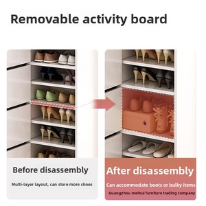 Meuble à chaussures en bambou pour entrée de maison, surélevé, grande capacité, anti-poussière, rangement vertical, simple, ultra-étroit, multifonctionnel, petit format - Product Image 3