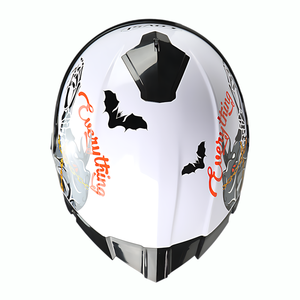 Casco da <span class=keywords><strong>moto</strong></span> integrale Unisex con <span class=keywords><strong>teschio</strong></span> bianco per uomini e donne, casco per adulti con varie decalcomanie eleganti. - Product Image 3