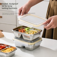 Bento Box RVS Lunchbox Magnetronbestendig Vriesvakbestendig Koreaanse stijl Verwarmbaar 2 compartimenten BPA-vrij School