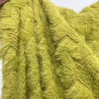 Tissu tricoté en nylon, élasthanne, fil plumeux, dentelle jacquard, fausse fourrure de lapin, doux, pelucheux et extensible pour hauts et cardigans femme automne-hiver