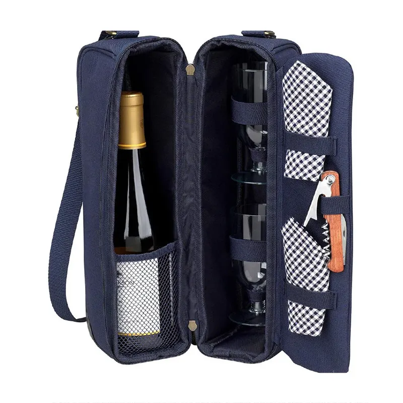 Nouveau sac fourre-tout isotherme personnalisé 2 bouteilles sac fourre-tout isotherme portable pour le vin de pique-nique