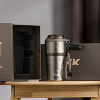 Thermos en acier inoxydable titane 630 ml, tasse à café avec cordon, sans BPA, écologique, antidérapant, bouteille d'eau thermique 6-12 heures