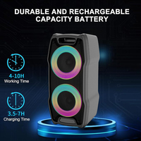 Speaker Pesta Portabel 40W Daya Tinggi Dual 6.5" Lampu LED Pegangan-Nirkabel untuk Speaker Baterai Li-ion Remote Control 5-10