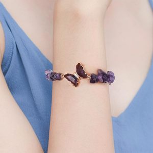 Pulsera Elástica Versátil Unisex de Moda con Cuentas, Diseño de Mariposa de Piedra Triturada Morada con Diamantes, Estilo <span class=keywords><strong>Chu</strong></span> Yun Transfronterizo - Product Image 2