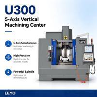 Centre d'usinage vertical CNC 5 axes LEYO U300 avec table à tourelle inclinable simultanée et rotation haute vitesse pour pièces aérospatiales et médicales