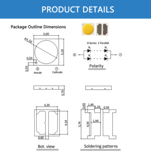 مصباح LED Tiandian SMD رقاقة إضاءة كهروضوئية 5 واط مع قوس EMC Patch - Product Image 2
